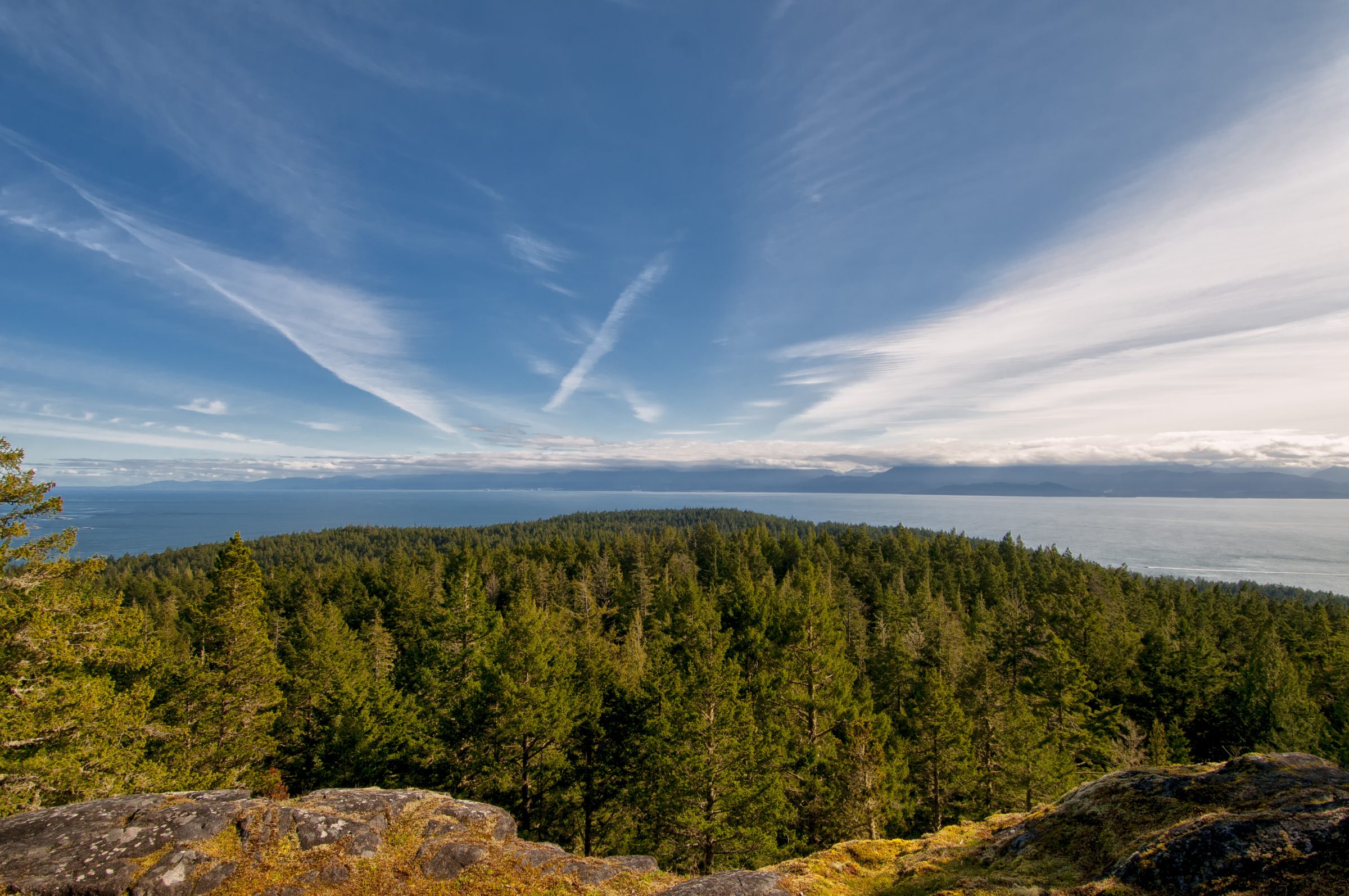 The view over the Strait of Juan de Fuca from Babbington Hill in East Sooke Regional Park